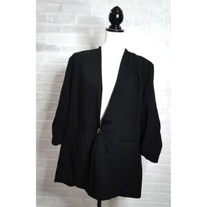 Torrid Studio Cupro Single Button Blazer Womens Size 3X Black 3/4 Sleeve Pockets